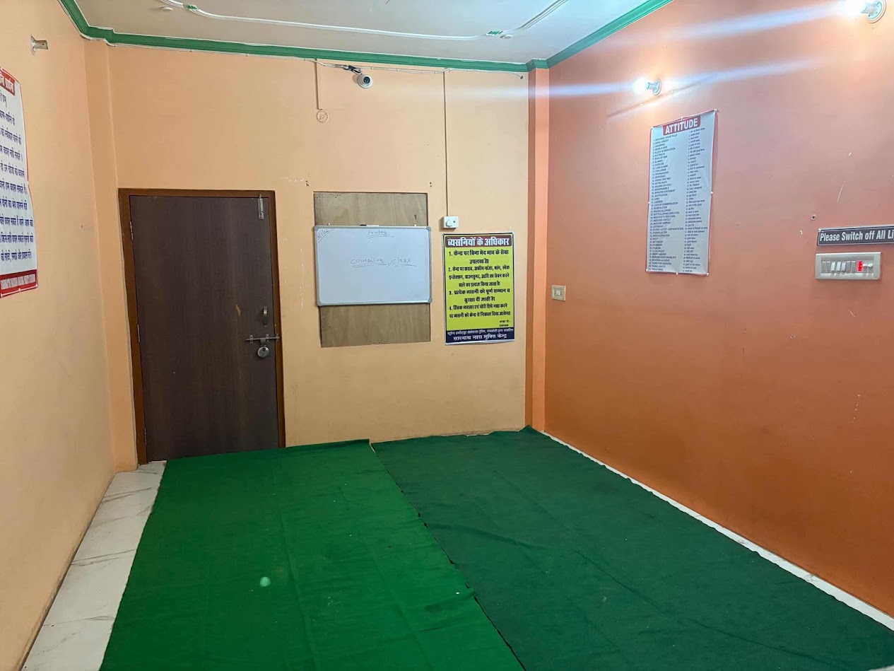 Counseling class area at the Nasha Mukti Kendra in Basti rehabilitation centre